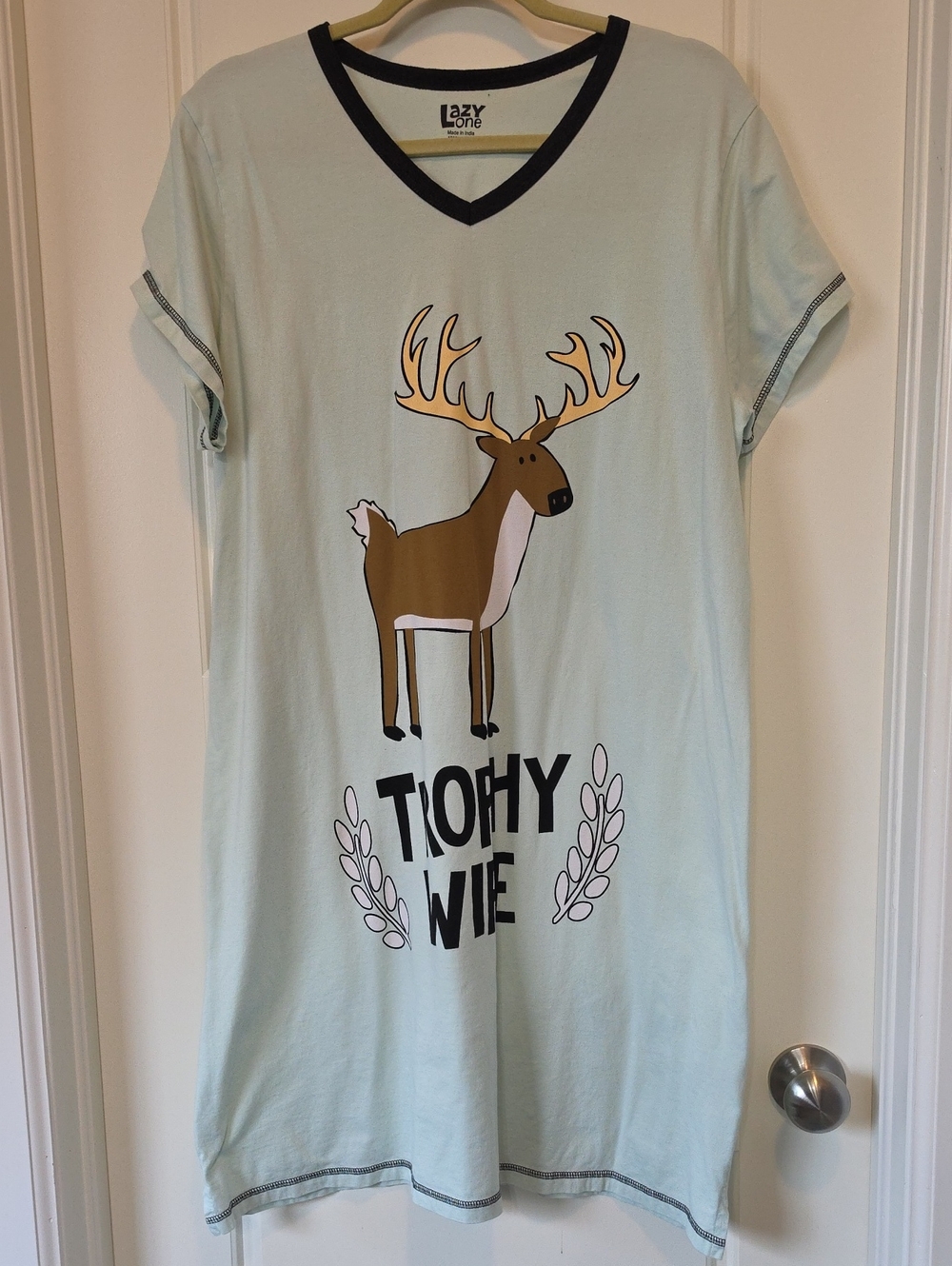 Lazy One Light Blue Moose 'Trophy Wife' Short Sleeve Tee - L/XL